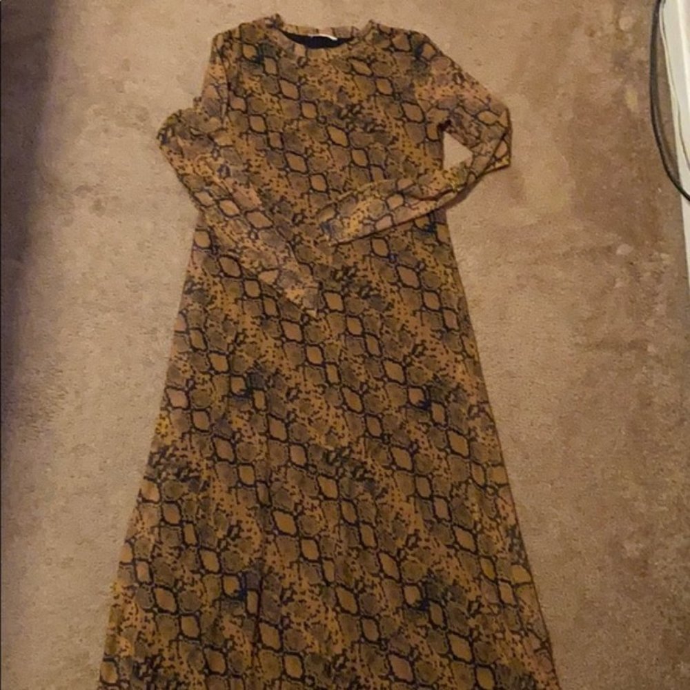 Zara mesh snakeskin midi dress
